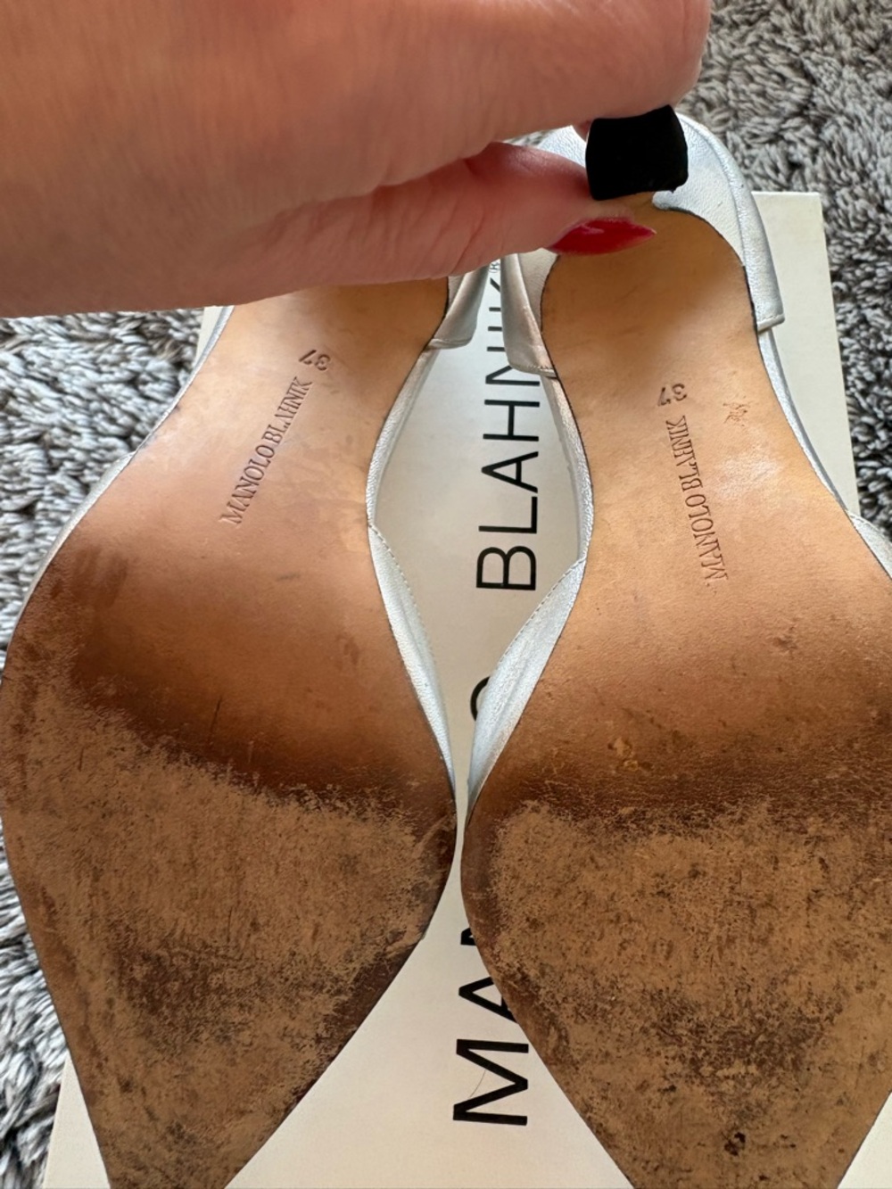 Manolo Blahnik Trolopado Silver Nappa Leather D'Orsay Pumps with Crystal Buckle. - Picture 4 of 15